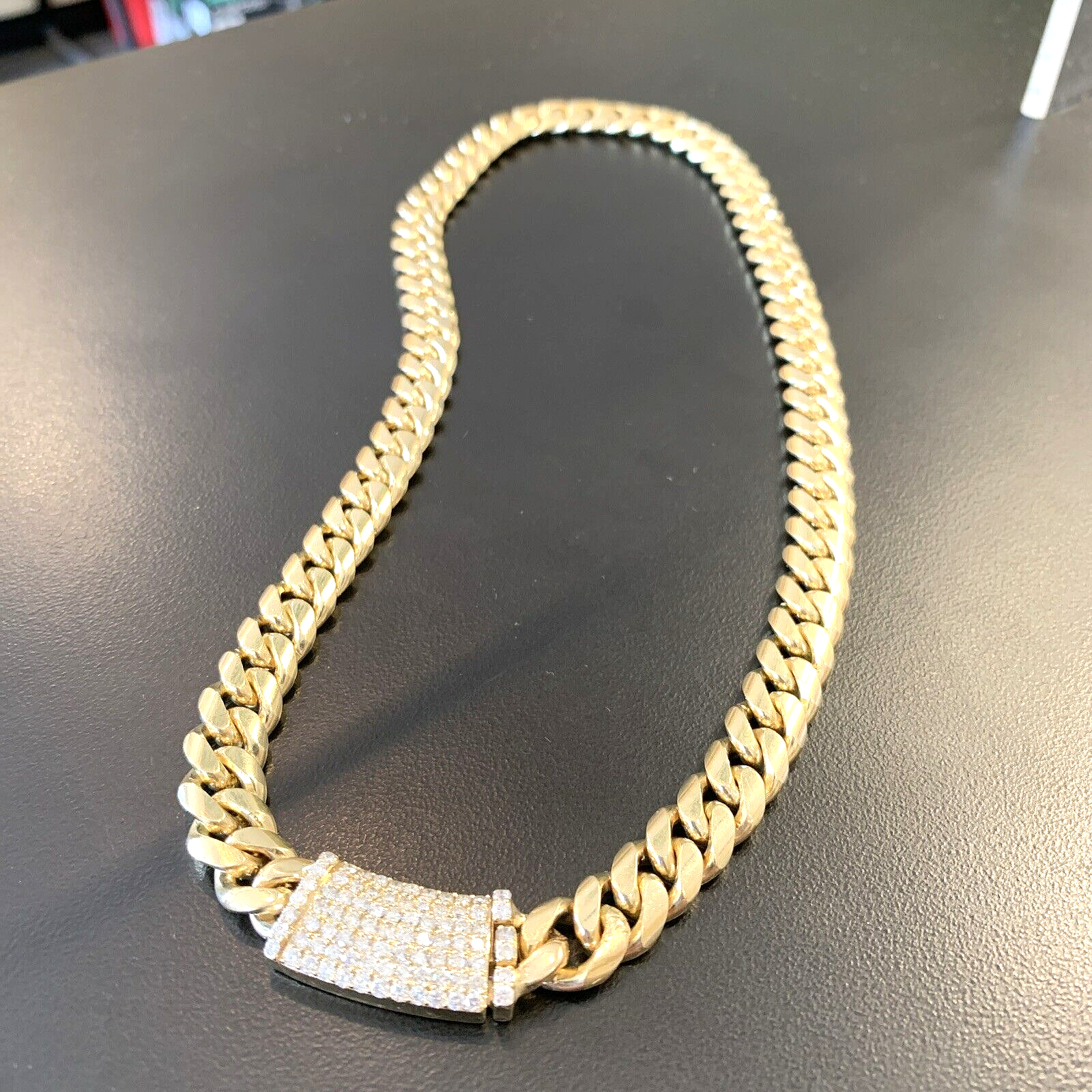 14k Solid Cuban Link Diamond 18" Chain ~ Necklace ~ 124.6 Grams ~ 9.7mm ~ 2.0tcw