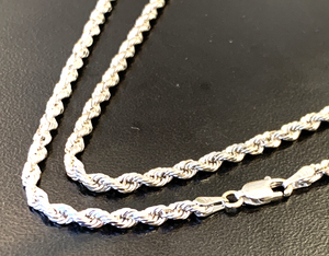 14k BBB White Gold Solid 24" Rope Chain w Moon / Star ~ 22.3 Grams