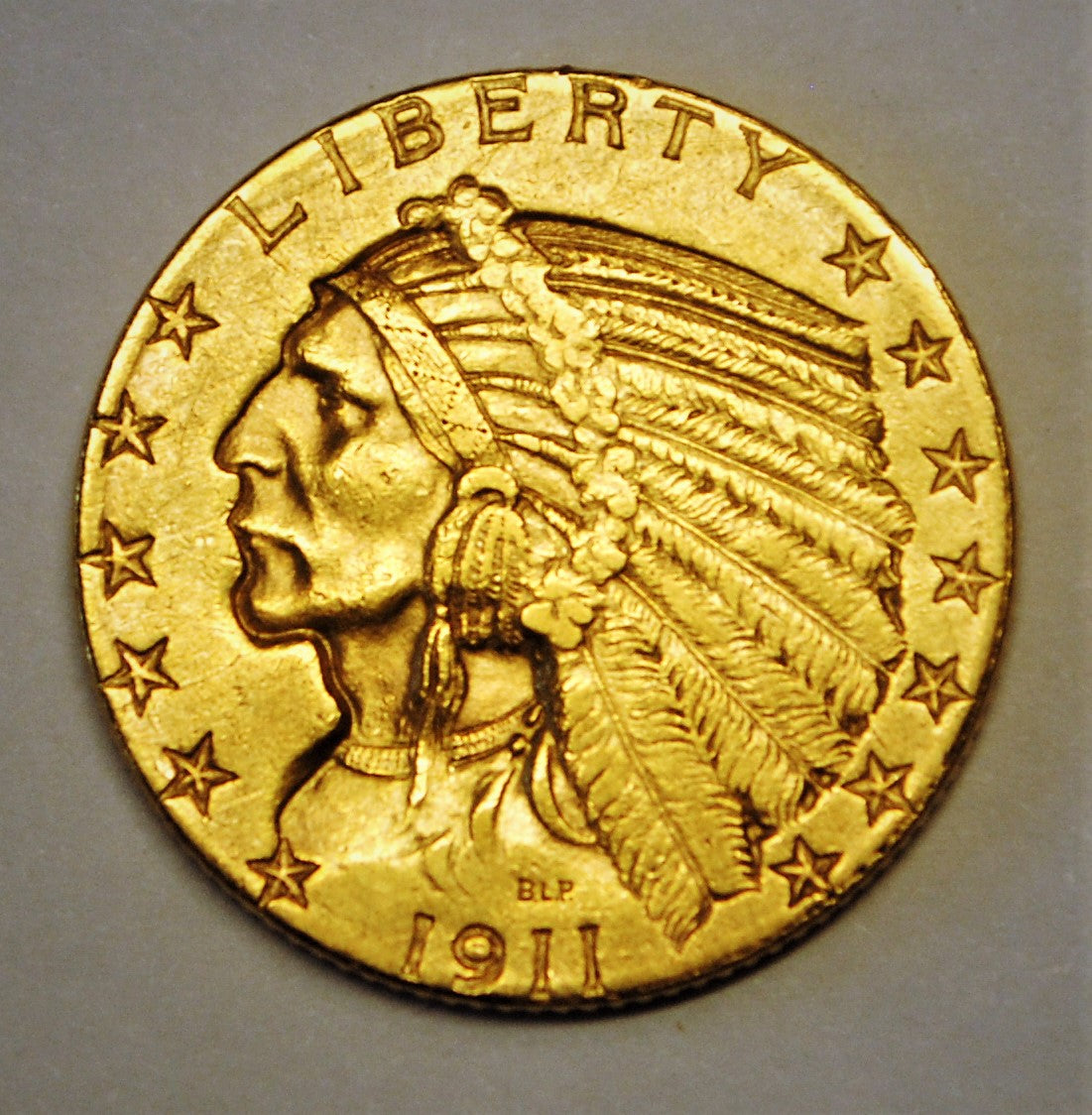 1911 $5 Dollar Indian Head Gold Half Eagle Coin