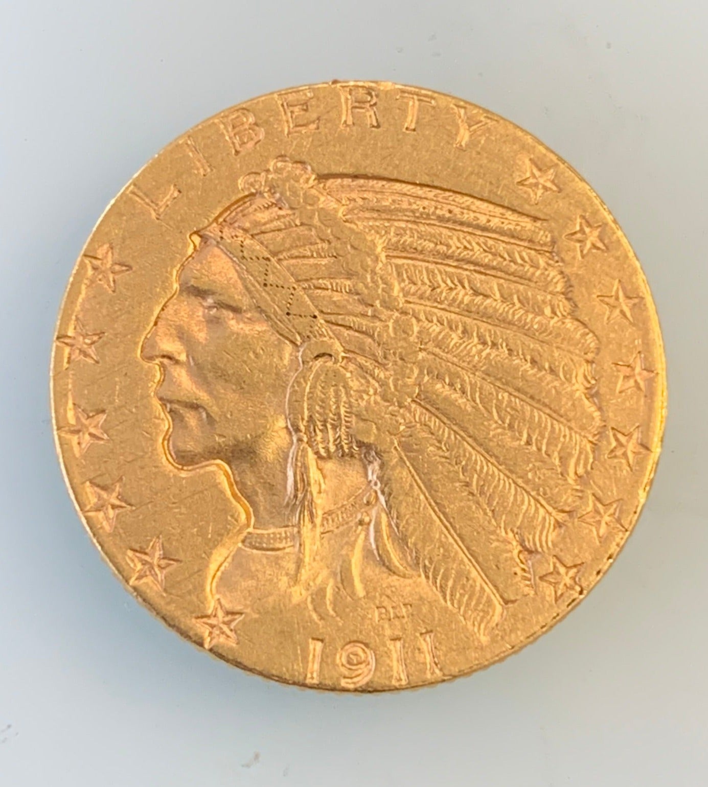 1911 $5 Dollar Indian Head Gold Half Eagle Coin