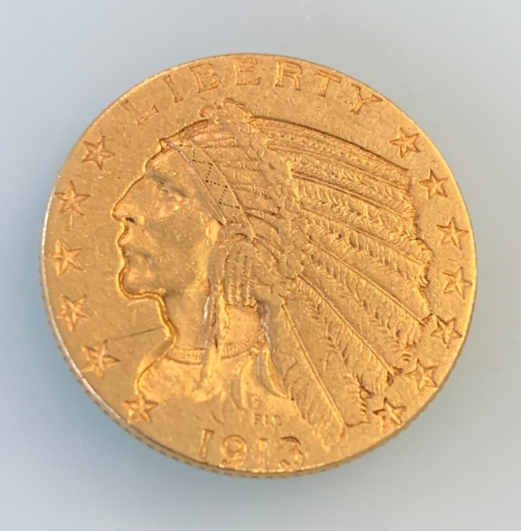 1913 $5 Dollar Indian Head Gold Half Eagle Coin