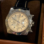 Breitling 1884 Chronomat 44mm White Dial Black Leather AB0110 BOX & PAPERS