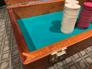 Clay Poker Chip Set - Monogrammed ASB $1.00, $5.00 &$25.00 Denominations - 500 Chips in Wood Case