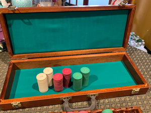 Clay Poker Chip Set - Monogrammed ASB $1.00, $5.00 &$25.00 Denominations - 500 Chips in Wood Case