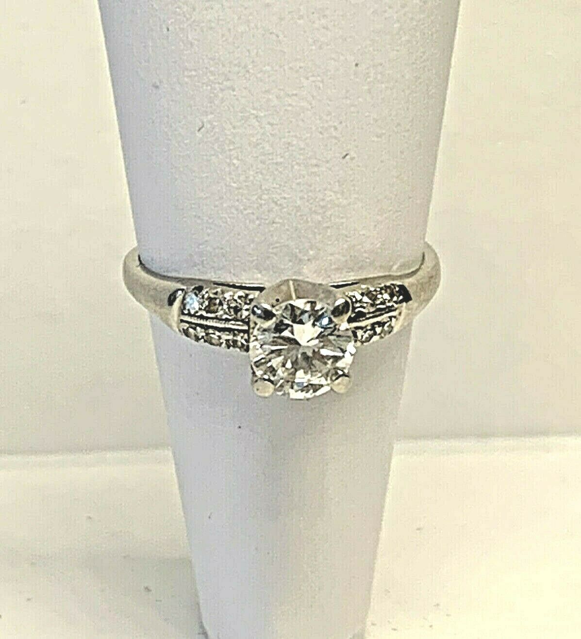 Platinum Diamond Engagement Ring .70 ct. H SI1 Center Size 6