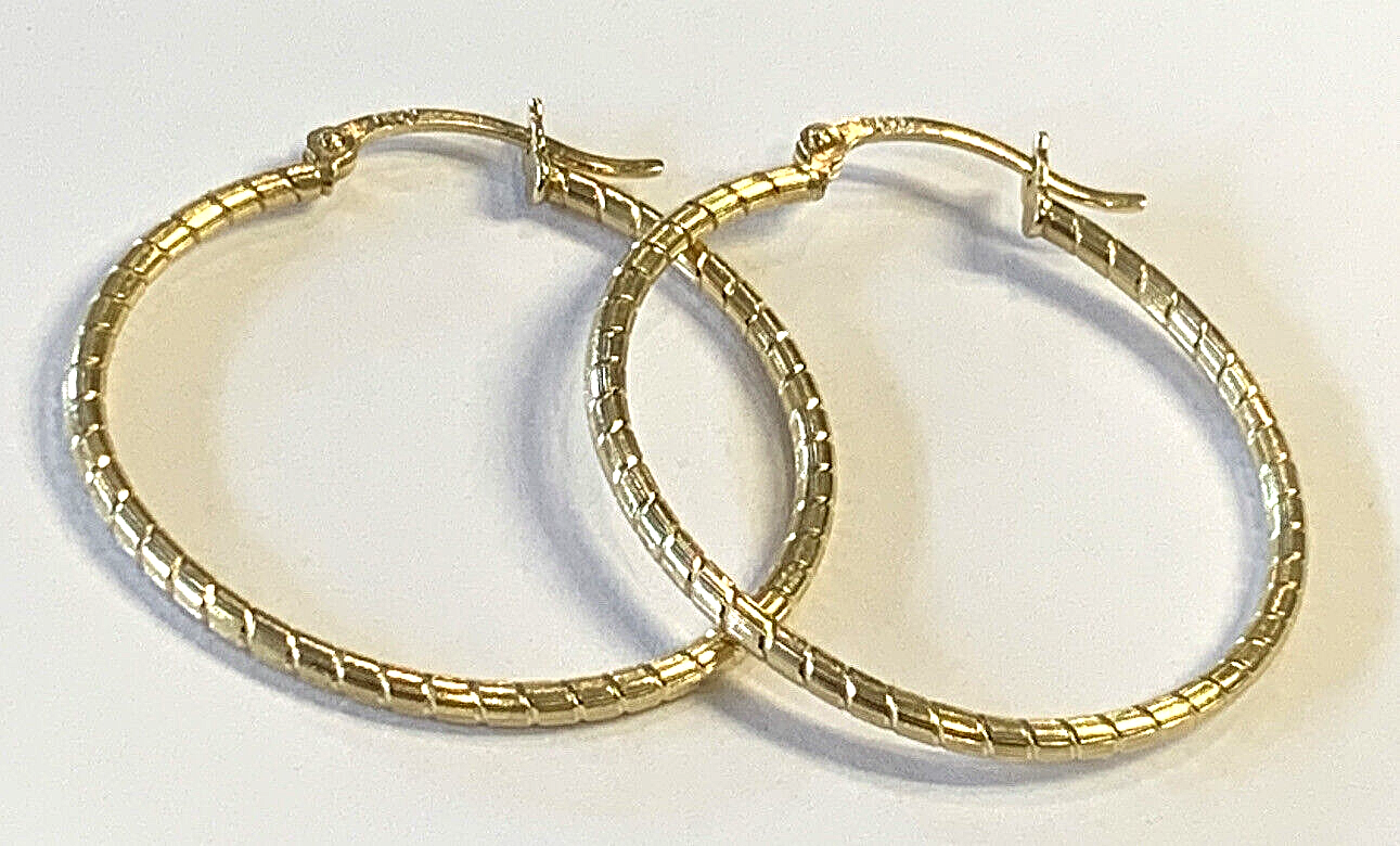 14k Hoop Earrings with Design 30mm