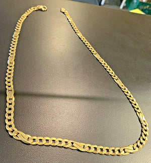 14k Italy Yellow Gold Solid Chain Unique Link 22 3/4" L - 51.9 Grams - 6.9mm