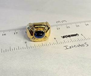 18k 750 Gold Blue Sapphire Cabochon Cocktail Ring - Solid 13.7 Grams - Size 5