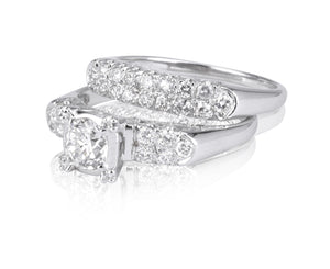 14k White Gold  Diamond Engagement Ring Set Size 6 3/4 1/2ct. center  1.25 tcw