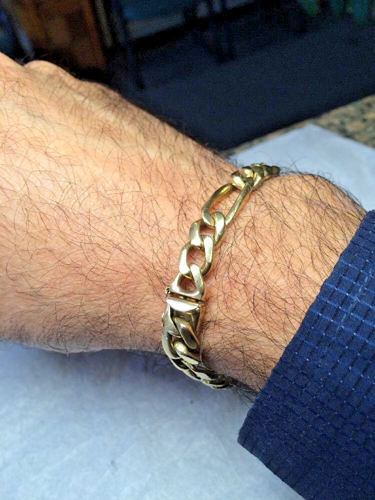 14k Solid Gold Men's Figaro Bracelet 8 Inches 36.0 Grams