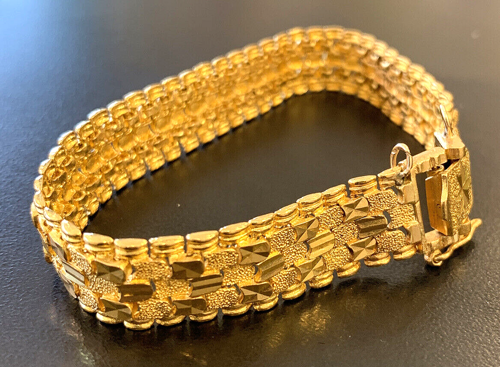 Baguette 77+ Grams Big Thick 15mm 14K Gold Over Simulated Diamond Bracelet  8.5'' - Walmart.com