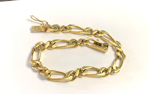 14k Gold French Figaro Link Bracelet - 8.5" - 22.4 Grams - 6.2mm